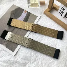 Cinto Feminino Moedas Metal Elástico Tendência Blogueira