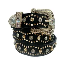 Cinto Feminino Country em Strass Brilhos Ocidental Cowboy Tachas Blogueira Moda Balada Festival