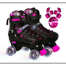 Patins Infantil 4 Rodas Menina ARCO IRIS Com Luz De Led Patins COM /SEM Kit Proteção