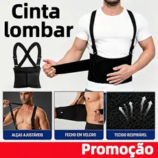Cinta Ergonômica Lombar com Suspensório, Suporte para Coluna ao Levantar Cargas e Treinos Pesados, Alivia Dor nas Costas