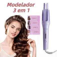Modelador 3 em 1: Cachos, Alisamento e Escova |Fixação Duradoura, Aquecimento Rápido e Proteção Térmica