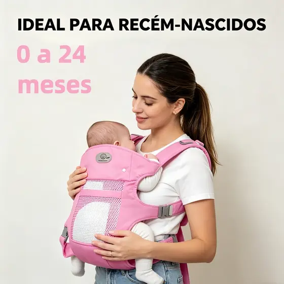 Canguru Bebê Confortável 4 Posições – Do Recem-Nascido aos 18 Meses, Ideal para Passear com as Mãos Livres
