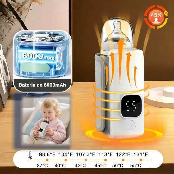 🍼Aquecedor Sem Fio Regulável para Mamadeiras, Mantém Leite Morno em Qualquer Lugar com Display Digital