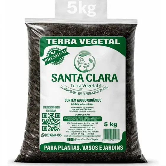 Terra Vegetal Santa Clara Premium 5kg Adubada Premium
