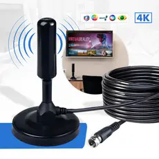 Antena Digital 4k Smart Tv Full Hd Amplificada Interna E Externa Cabo 5 Metros Base Imã - Montza