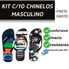 Kit 10 Pares Chinelos masculino estampado atacado