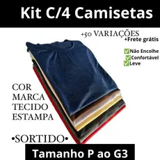 Kit 4 Camisas Lisas e estampadas P ao G3