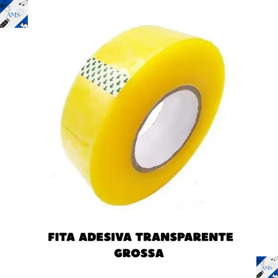 Papelaria Fita Adesiva Transparente Grossa Larga Durex Embalar Caixas e Encomendas