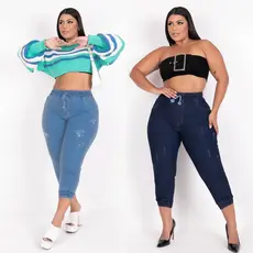 kit 2 calça joger jeans plus size skinny cintura alta empina bumbum elastano premium