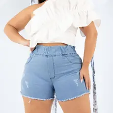 shorts jeans feminino plus size de algodão confortável lycra stretch modelo levanta bumbum