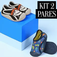 Kit 2 pares Tênis Meia Infantil Masculino Antiderrapante Sem Cadarço Confortável