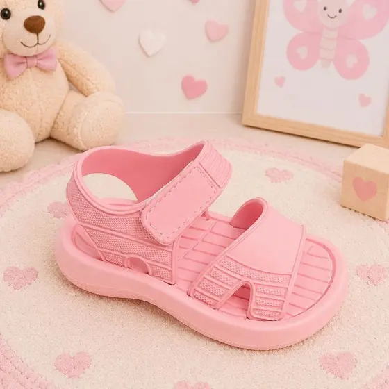 Sandália Infantil Menina Bebe Glitter Rosa Confortável Antiderrapante
