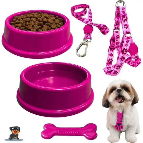 Kit Cachorro Comedouro Para Cachorro Brinquedo Kitzinho Básico Pequeno