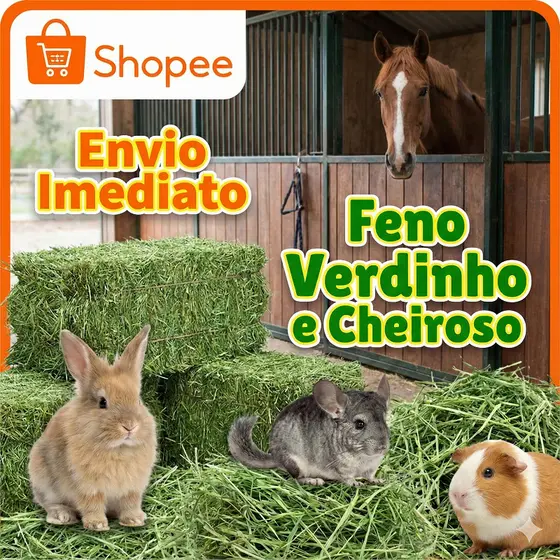 Feno para Ninhos de Galinha, Cama de Animais e Alimentação de Cabras - Fardo Fracionado
