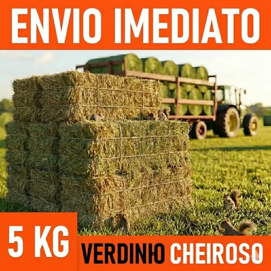 5 kg de Feno Premium – Natural, Verdinho e Cheiroso - Envio Imediato