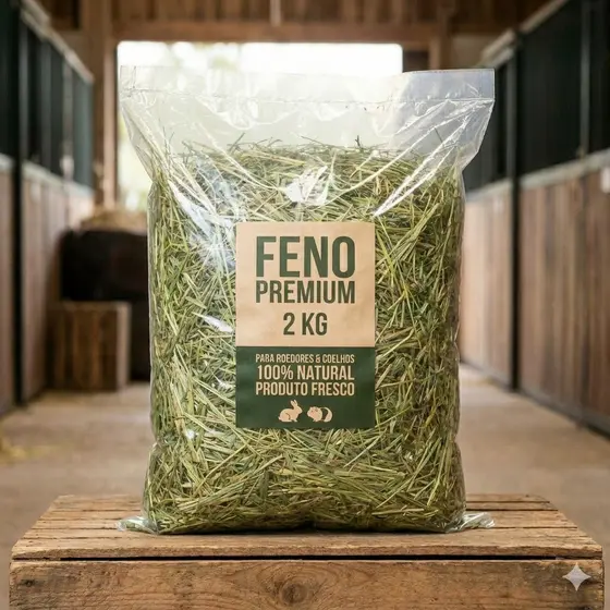 Feno 2kg Para Roedores | Coelho, Porquinho da Índia, Chinchila | Envio Rápido