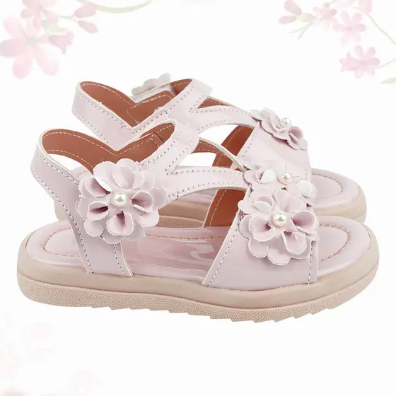 Sandália Infantil de Menina Leve e Confortável, moda Verão com Flores