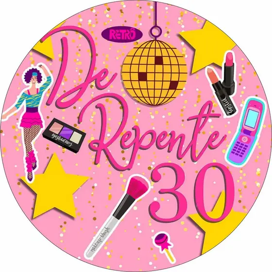 Painel Redondo Lona Festa De Repente 30 Retro