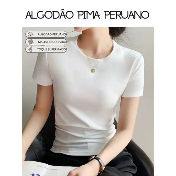 Camiseta Basica Algodão Pima Peruano Tecido Encorpado Malha Super Marcio Importado diadia