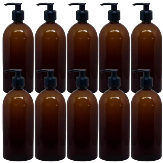 Frasco Plástico Pet Âmbar Com Válvula Preta 500ml