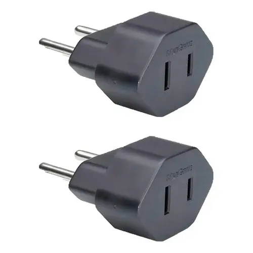 Kit 2 Plugue Benjamin Adaptadores Padrão Americano Chato para Brasileiro 2 Pino Fino 10A Margirius