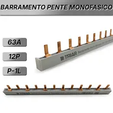 Barramento Pente 63A 12P Monofásico e Bifásico 230/415V Elétrico Instalação Elétrica Original
