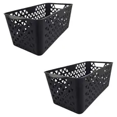 Kit 2 Cestos Organizador Armário Gaveta Cozinha Lavanderia Cor Preto