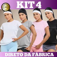 4 Camisetas Feminina Blusa Academia Manga Dry Fit Fitness Treino