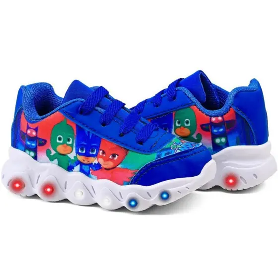 Tênis Infantil Pj Masks Casual Com Led Super Confortável e Leve Lançamento