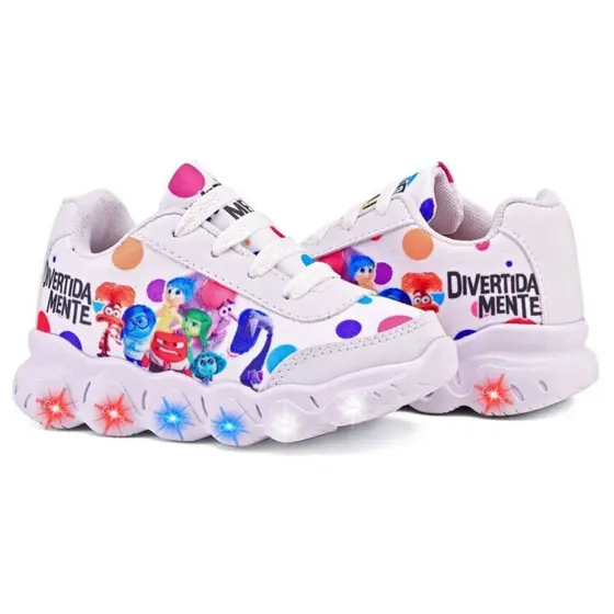 Tênis Infantil Menina Divertidamente Com Led Pisou Piscou Super Confortável Lançamento
