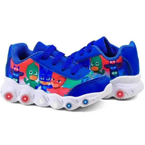 Tênis Infantil Menino Pj Masks Com Led Super Macio e Leve Lançamento