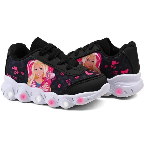 Tênis Infantil Barbie Menina Com Led Pisou Piscou Super Confortável Lançamento