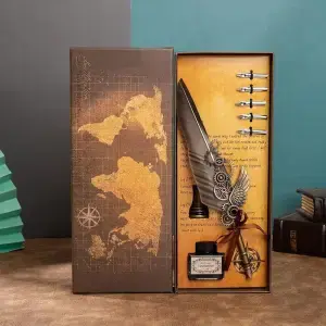 Mapa com base de asas mecânicas, caneta criativa, conjunto de presente de aniversário e feriado, presente de negócios