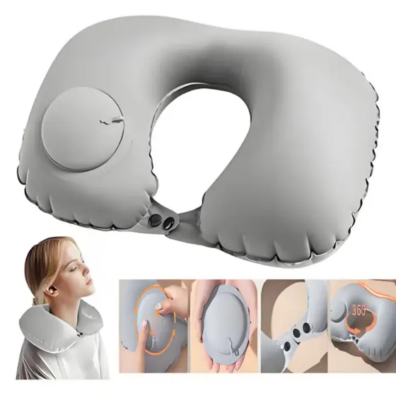 Travesseiro De Viagem Avião  Travesseiro U-Forma Automática Inflável Cervical Travesseiro