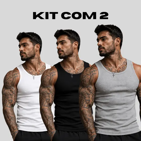 kit com 2 Regatas Caneladas americana básica