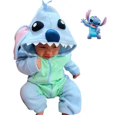 Pijama Stitch Feminino Masculino Longo Zíper Quentinho e Peluciado Infantil