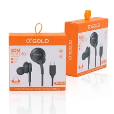 Fone de Ouvido A’Gold Tipo-C com Microfone Embutido Som Estéreo Leve e Confortável