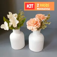 Kit 2 Vasos Decorativos de Gesso para Flores - Decoração Moderna Minimalista Luxo