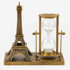 Decoração Torre Eiffel com Ampulheta de Areia Luxo | Enfeite Sofisticada Para Escritório e Sala