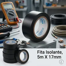 Fita Isolante Profissional Preta 5m x 17mm Antichama Alta Flexibilidade Kit