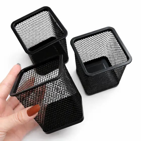 Organizadores de Mesa Porta Canetas e Lápis Metal Aramado Quadrado Premium