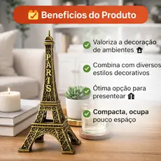 Torre Eiffel de Metal 15cm Presente Decoração Escritório Sala Quarto Eventos