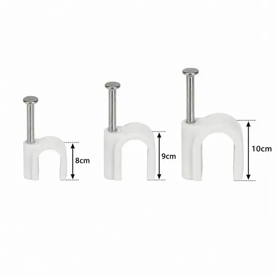 Fixador de Fio Cabo Grampo de Parede Branco Prego De Aço 8 Ao 10 mm