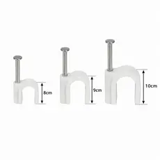Fixador de Fio Cabo Grampo de Parede Branco Prego De Aço 8 Ao 10 mm