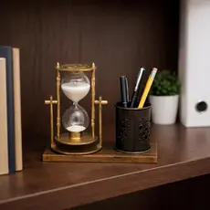 Ampulheta Decorativa Porta Canetas Organizador De Mesa Escritório Presente