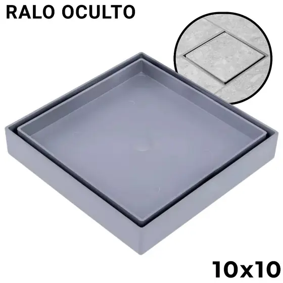 Ralo Quadrado Oculto 10x10 ABS para Banheiro e Área Externa