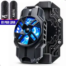 Cooler Celular Gamer Resfriamento com Placa Peltier RGB + Kit Luvinha Dedo MW MegaWolf Free fire