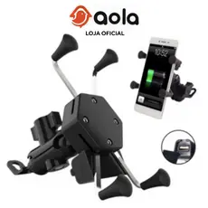 Suporte De celular Carregador Usb Alumínio Motocicleta Garra Com Elástico Inteligente