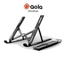 Suporte Dobrável para Notebook e Tablet | Base Plástica Portátil 7 Níveis de Ajuste Prático
