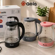 Chaleira Elétrica AOLA de Vidro 2L 110V Jarra Resistente ao Calor com Desligamento Automático